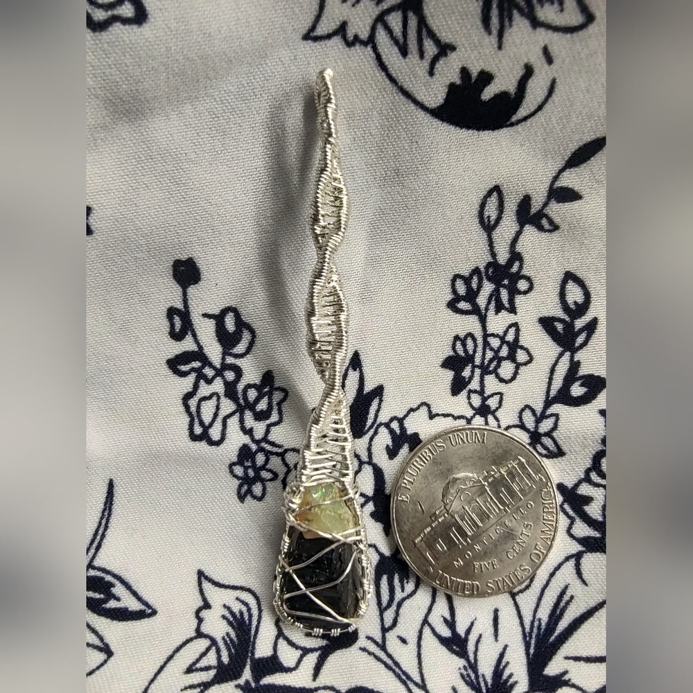 Black tourmaline & Opal pendant handmade